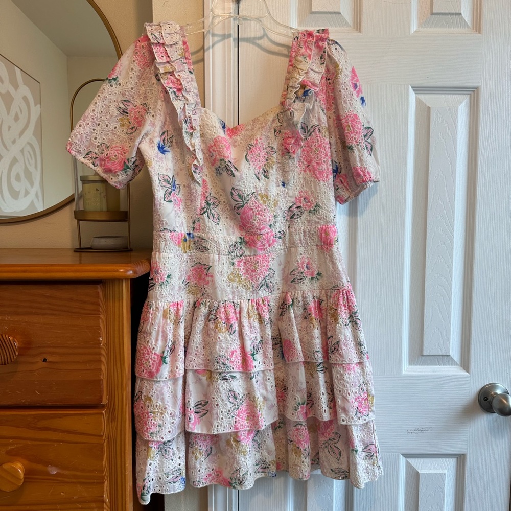 Adelyn Rae Pink Floral Eyelet Sundress